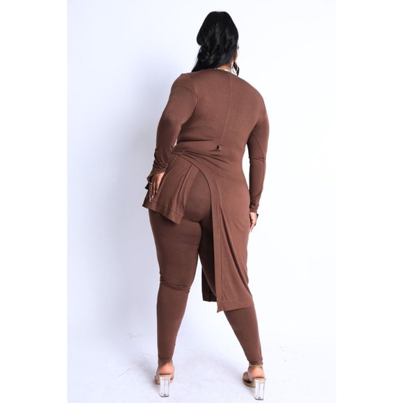 Women's Casual Unbalance Top And Matching Leggings Sets Plus Size Curvy 1X 2X 3X - Picture 11 of 14